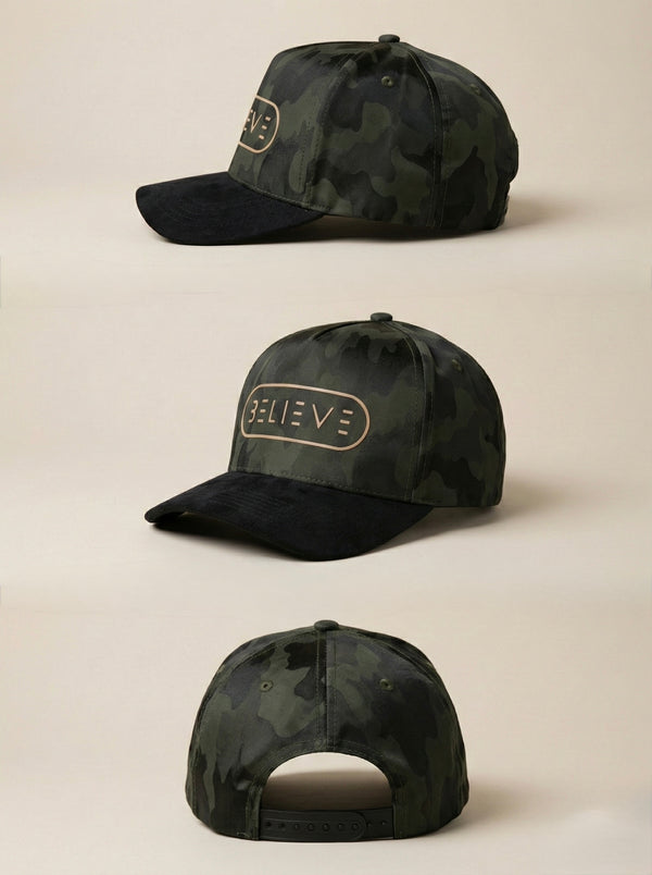 Believe Camo Satin & Suede Hat