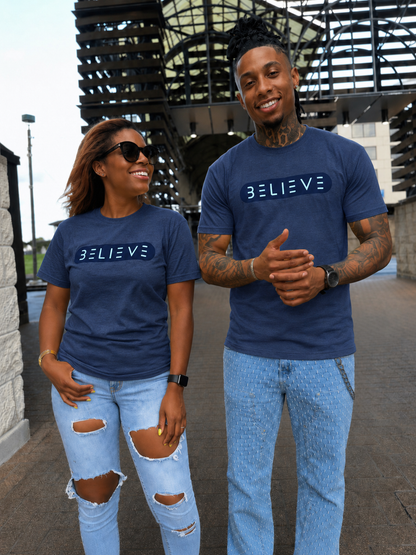Navy & Cool Blue BELIEVE T-Shirt