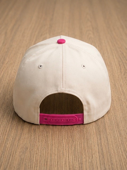 BELIEVE Snapback Hat – Cream/Pink