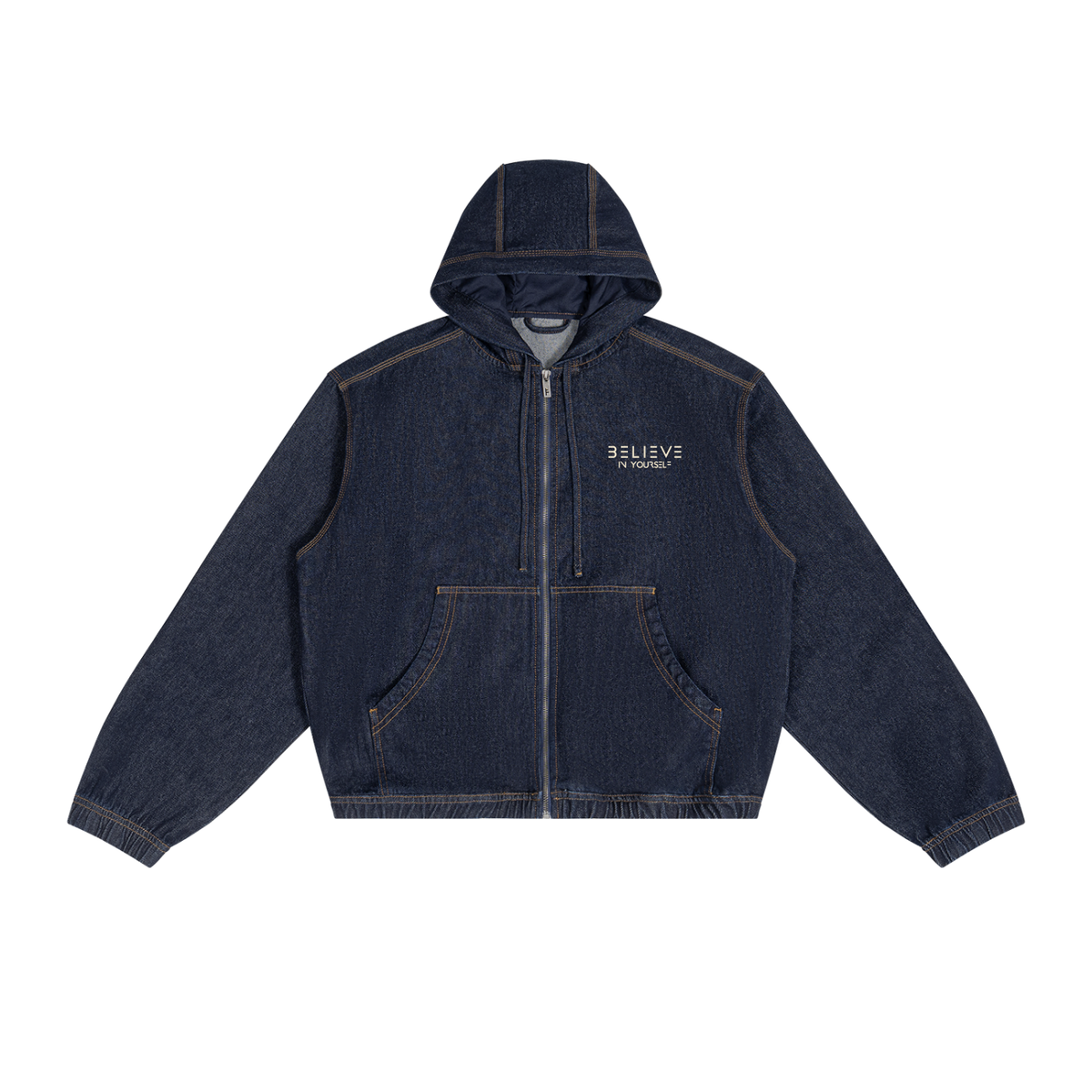 Men's Boxy Vintage Wash Hooded Denim Jacket