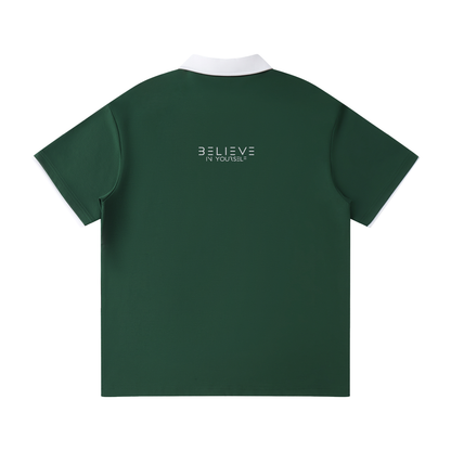 Contrast Collar Raglan Polo Shirt